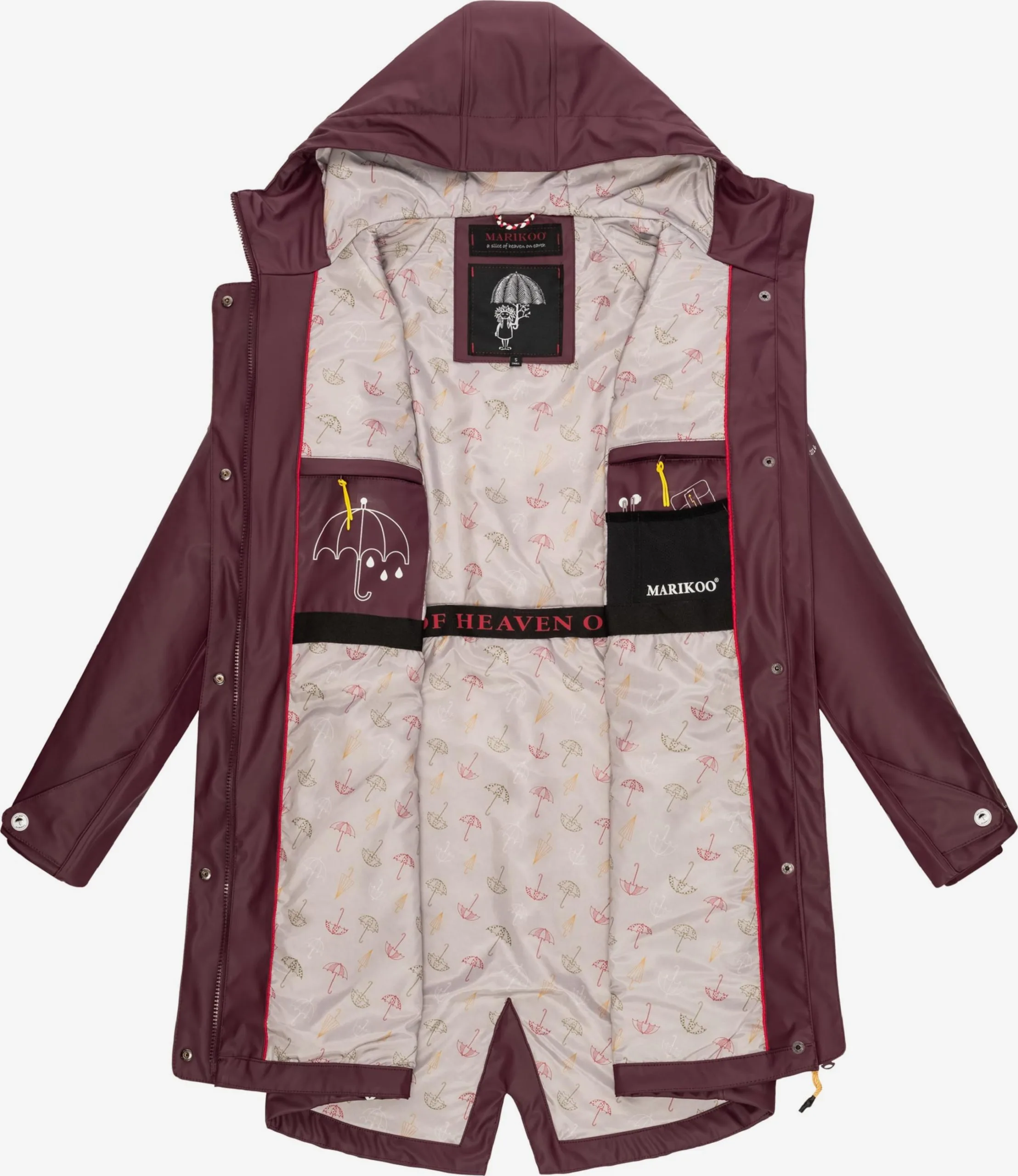 Marikoo Regenmantels Functionele Mantel Dames Bordeaux 6 Marikoo Regenmantels Functionele Mantel Dames Bordeaux - Afbeelding 4