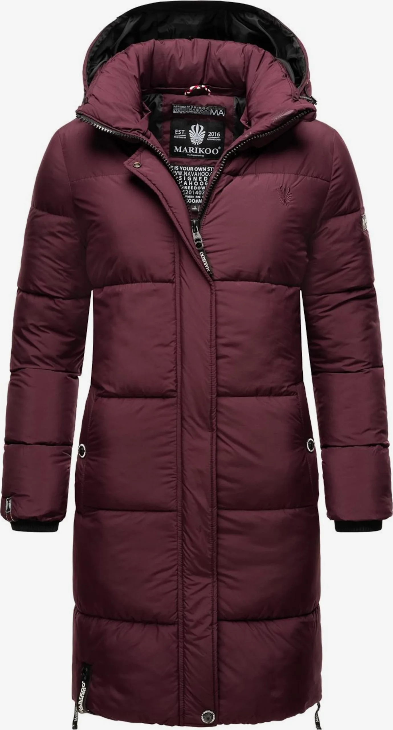 Marikoo Wintermantels Wintermantel Dames Kersrood 4 Marikoo Wintermantels Wintermantel Dames Kersrood - Afbeelding 2