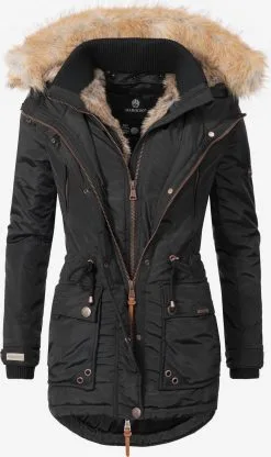 Marikoo Parkas Winterparka Grinsekatze Dames Zwart