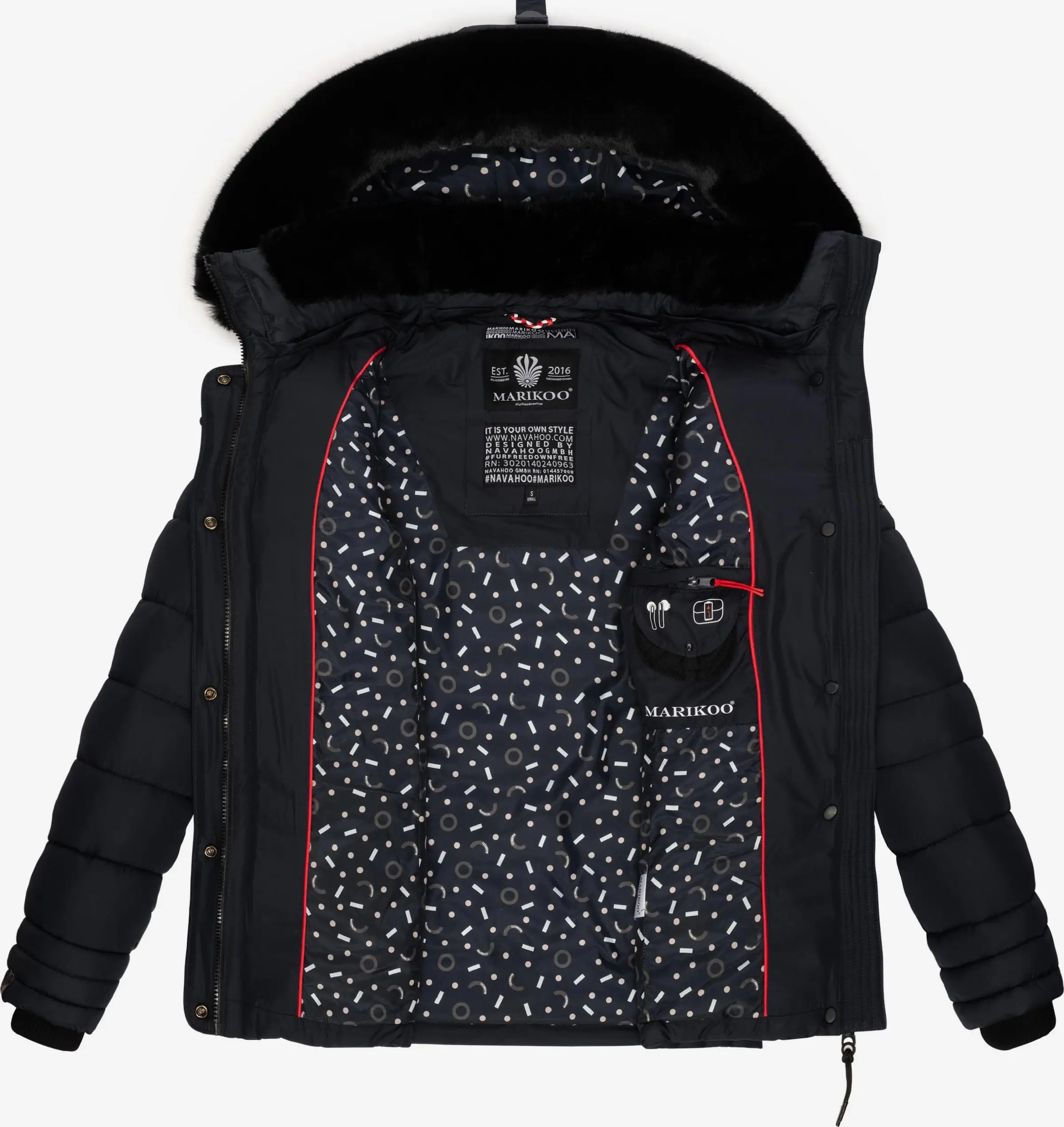 Marikoo Winterjassen Winterjas Qesra Dames Nachtblauw 8 Marikoo Winterjassen Winterjas Qesra Dames Nachtblauw - Afbeelding 6