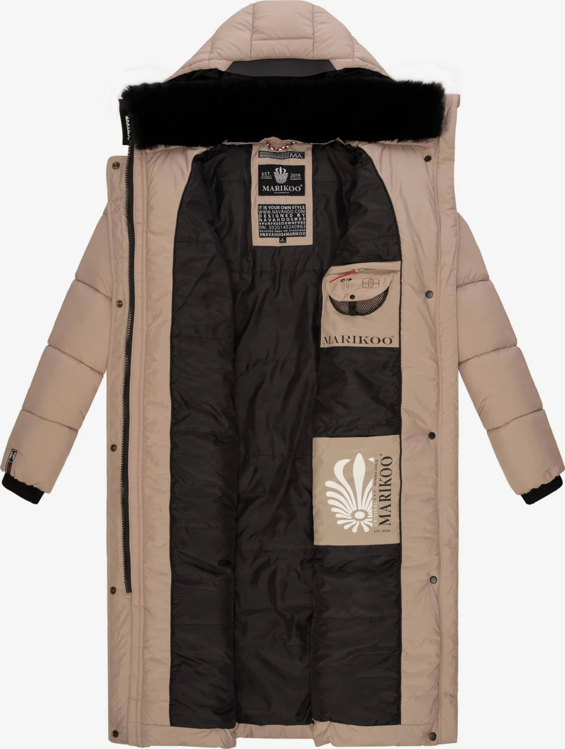 Marikoo Wintermantels Wintermantel Dames Taupe 8 Marikoo Wintermantels Wintermantel Dames Taupe - Afbeelding 6